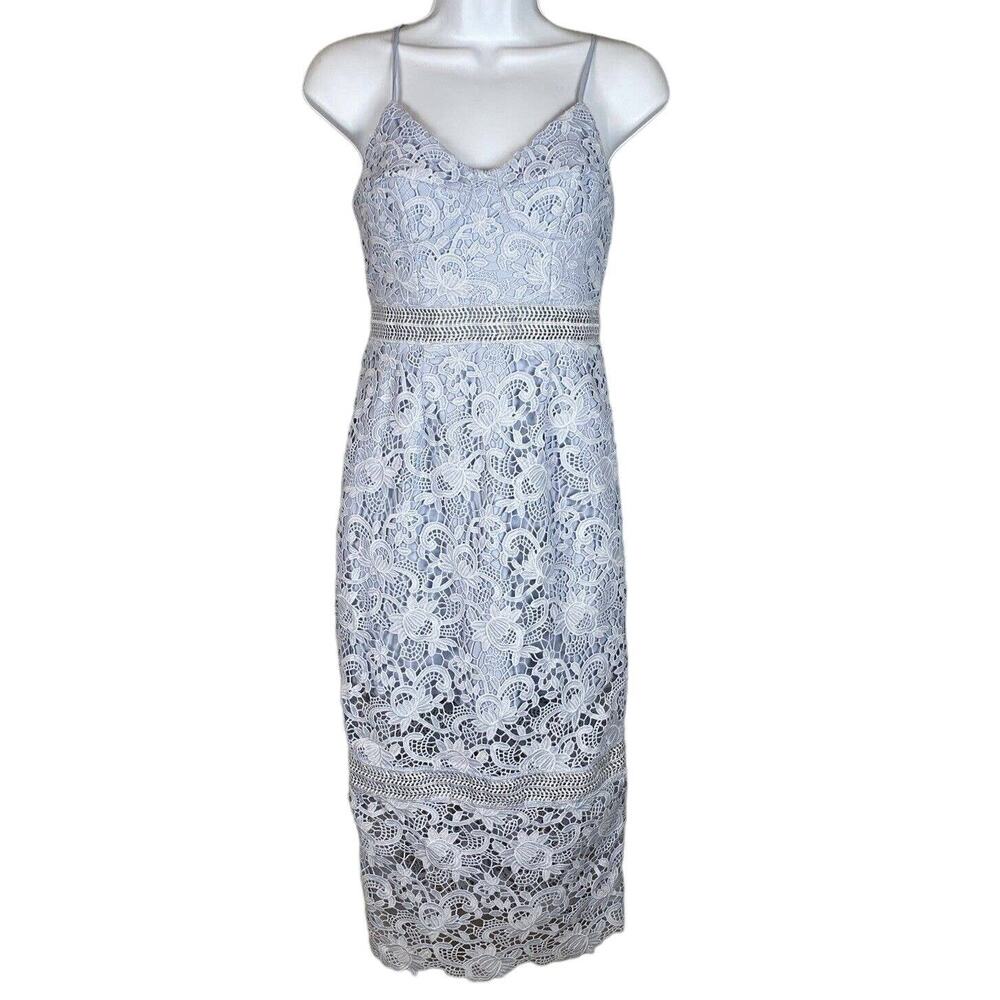 Bardot Womens Clementine Pencil Midi Dress Size 4 XS Pale‎ Blue Lace Underwire